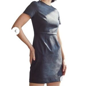 Vetta The Capsule Faux Suede Sheath Dress Size Small Charcoal Grey/ Black